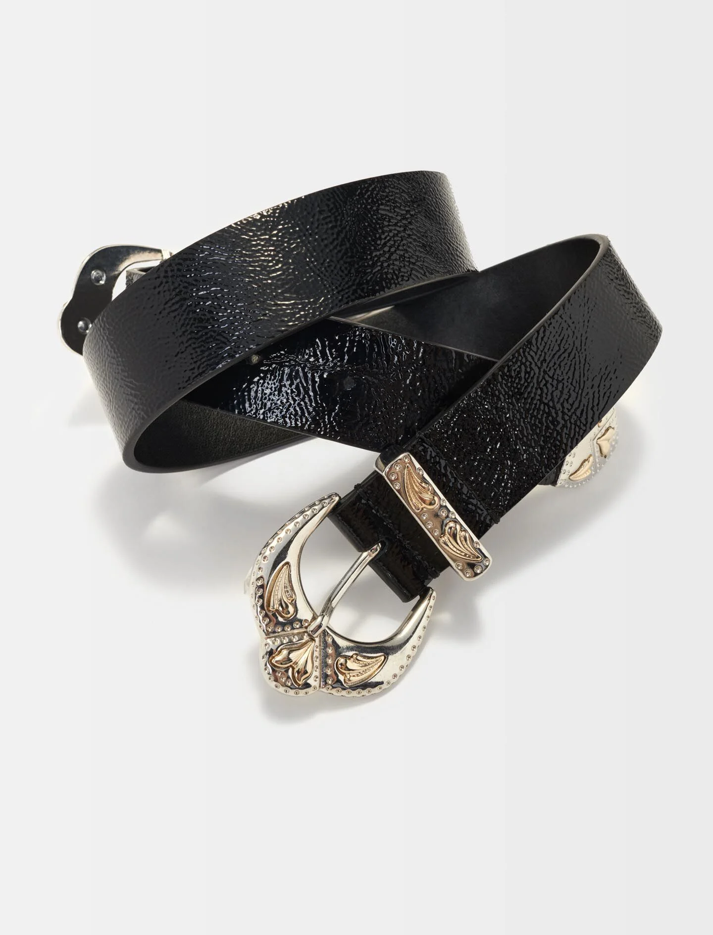 Leren riem met gespen - Zwart