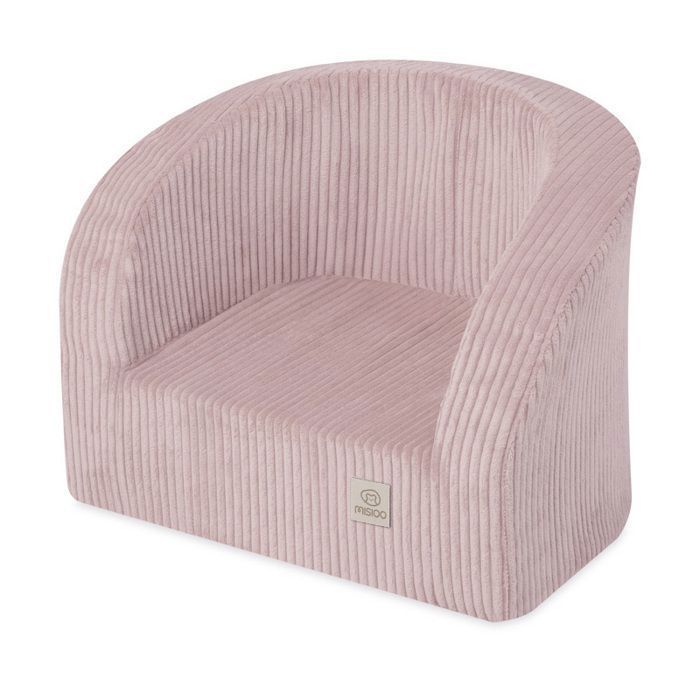 Poltrona infantil MISIOO em espuma para berçário, cor rosa veludo cotelê, 53x40 cm