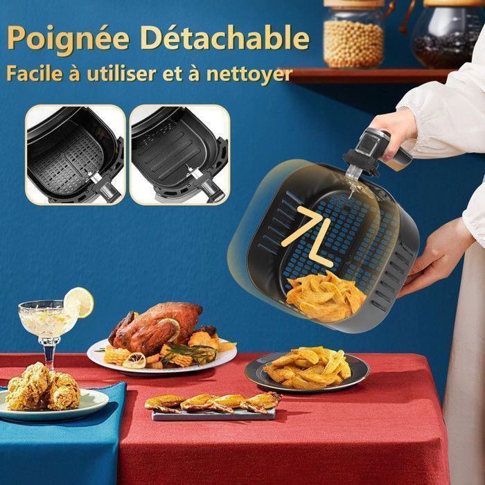 Aigostar Smart Cube - Friggitrice ad aria con connessione Wi-Fi, grande capacità 7 litri. Senza BPA, 1900 W. 7 programmi per mantenere il cibo in caldo.