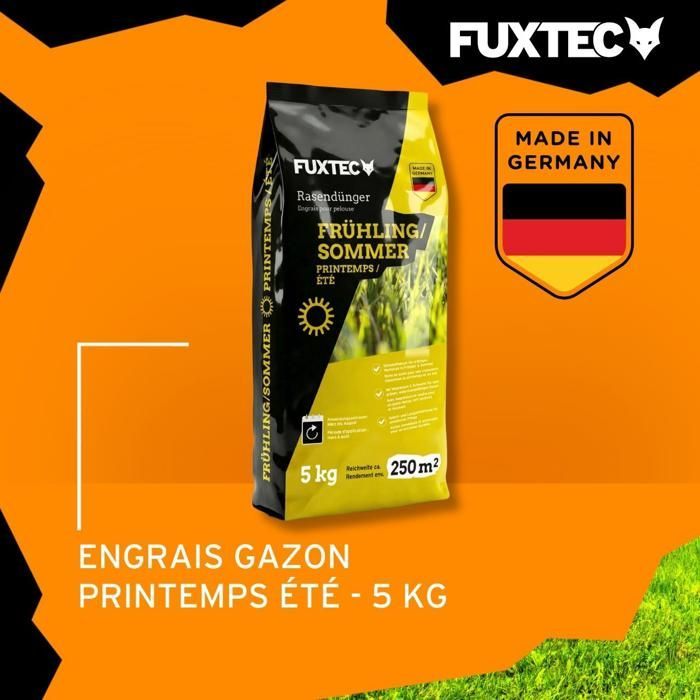 Engrais gazon printemps été FUXTEC FX-RDFS5 organo minéral avec magnésium et soufre sac 5 kg