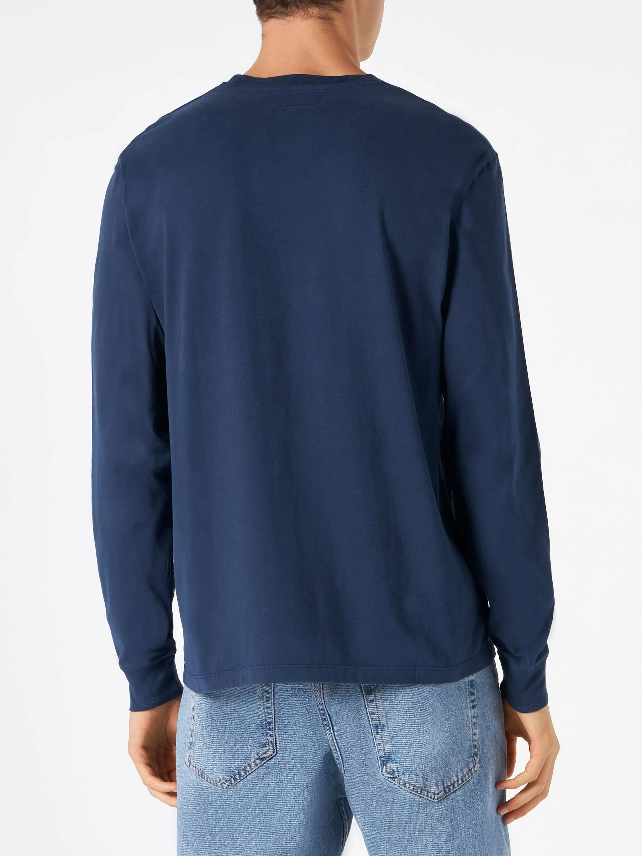 Camiseta de manga larga azul marino para hombre