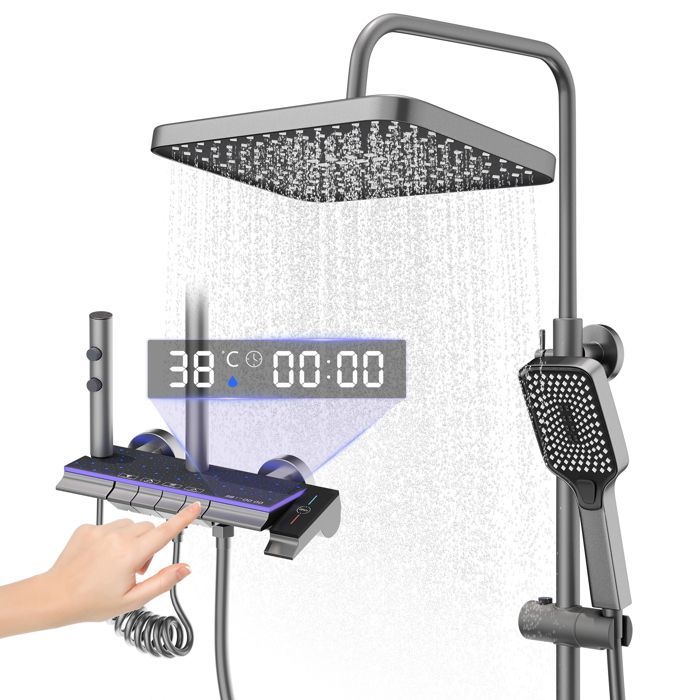 Colonne de douche - STANEW - STANEW - Tête carrée 30 cm - 4 jets - Affichage LED ciel étoilé