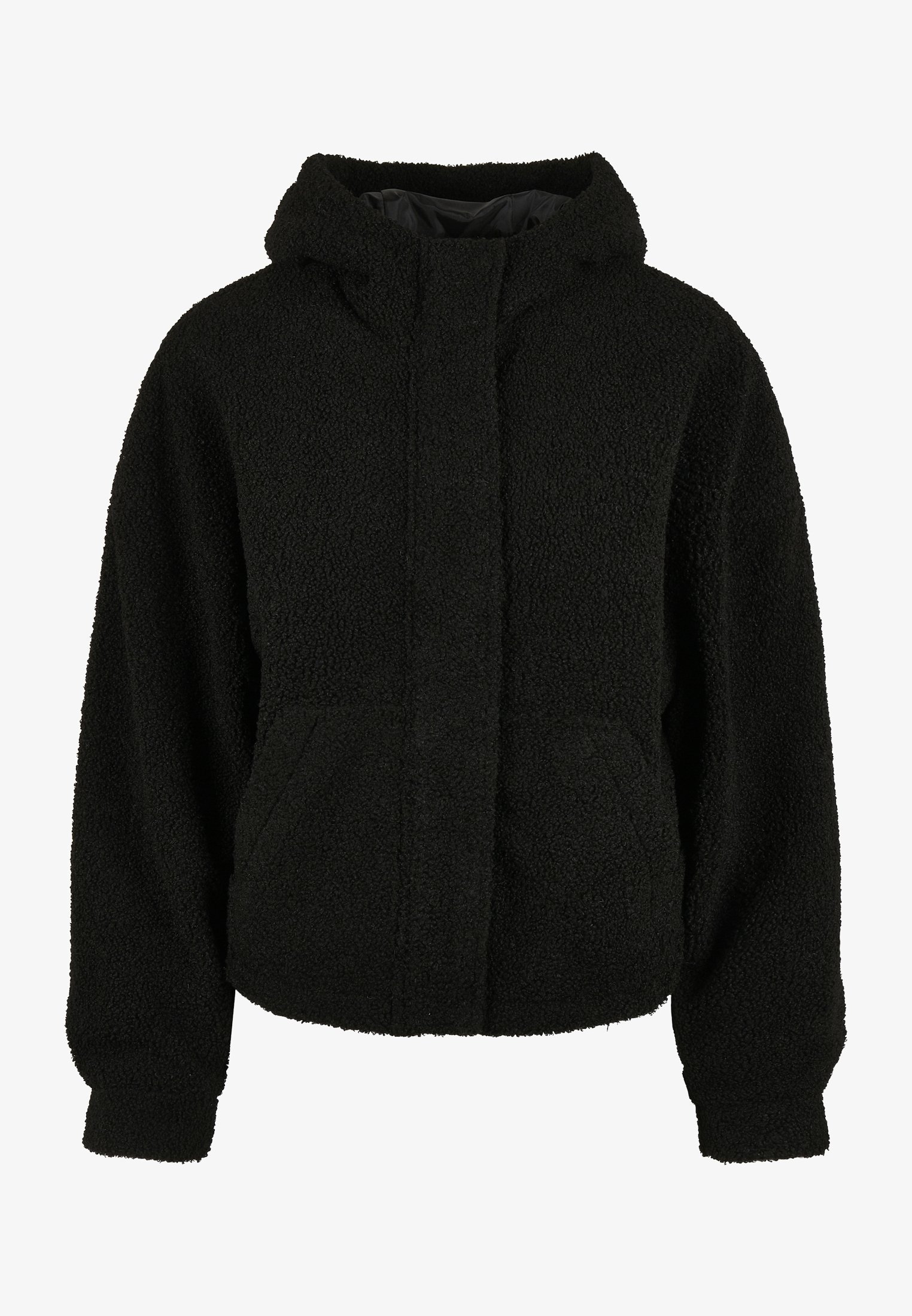Urban Classics dames korte sherpa jas - Outdoor jas - zwart