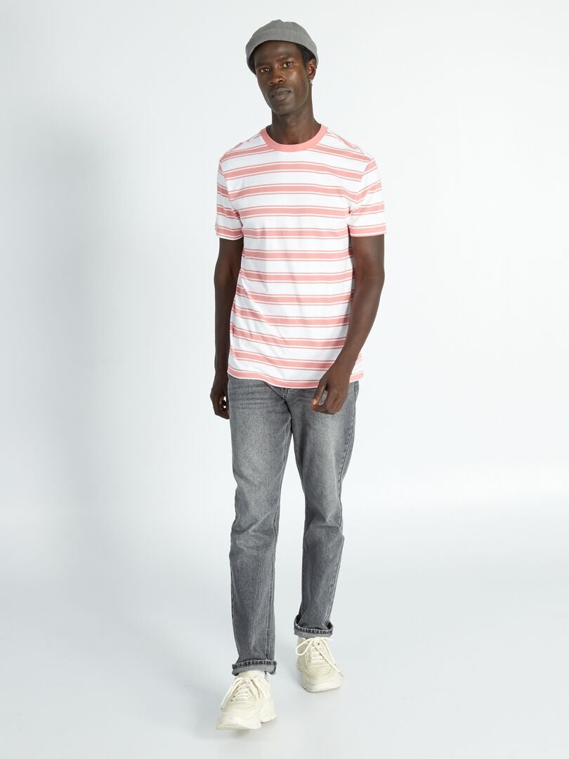 Camiseta listrada de malha - ROSA
