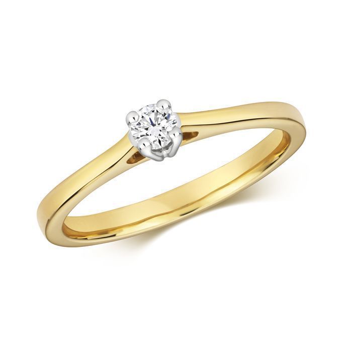 Bague Solitaire, EDS JEWELS, Femme, Or 375/1000, Diamant Brillant 0.10 Carat H - I1, 44420