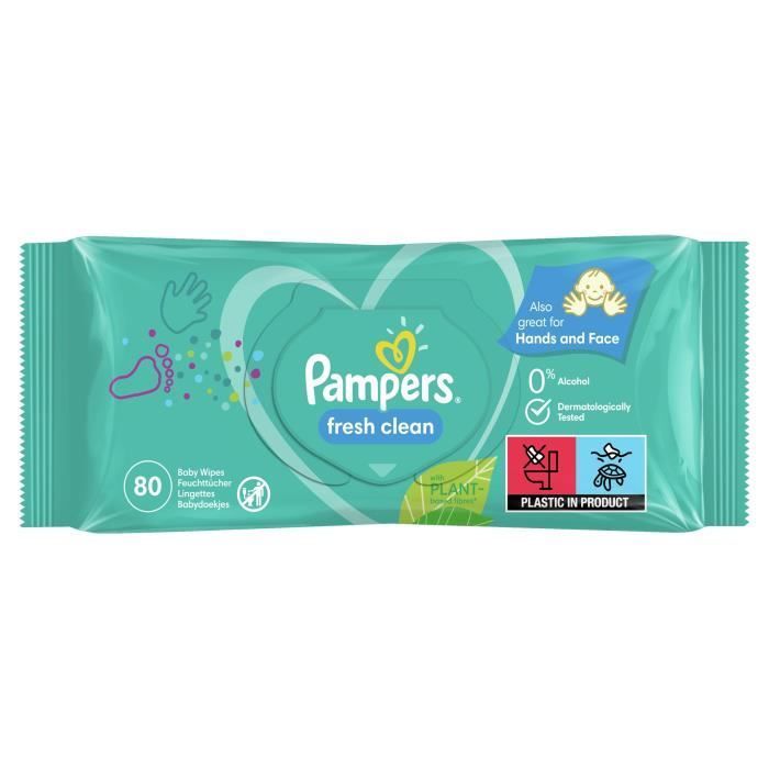 Toallitas húmedas para bebé PAMPERS - FRESHCLEAN - Paquete de 1 x 80 toallitas