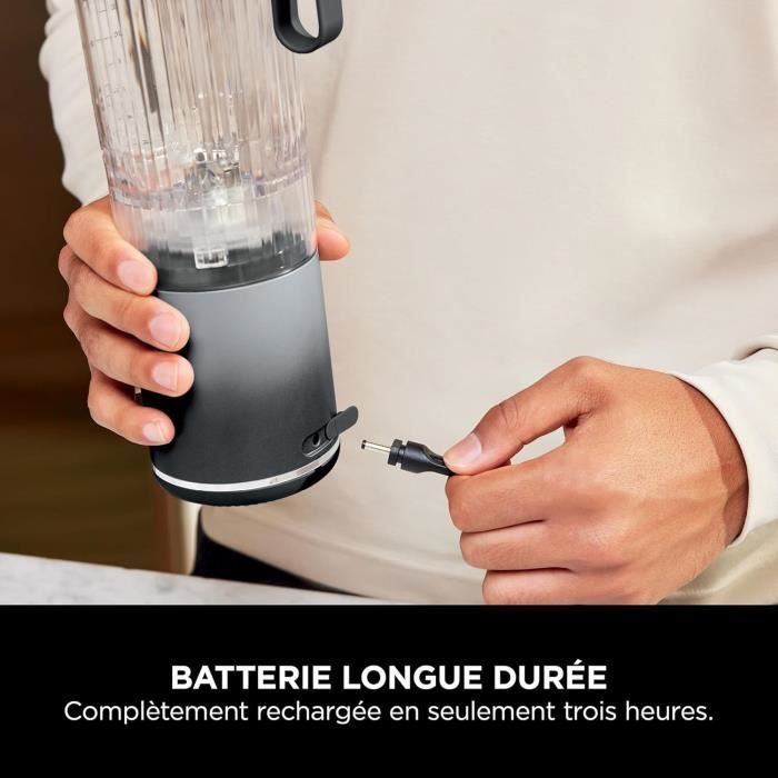 Frullatore portatile NINJA Blast Max - BC251EUGY - Ciotola da 530 ml - Autonomia della batteria: 2 ore - Senza fili - Senza BPA - Grigio