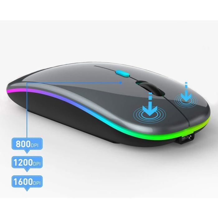 Ratón óptico inalámbrico KAL - Ratón inalámbrico USB de 2,4 GHz con Bluetooth, seguimiento óptico de 1600 DPI, modo dual, recargable, para PC/Mac/iPad