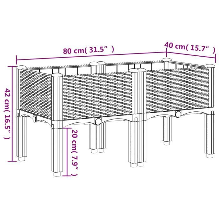 vidaXL Macetero con patas, jardinera elevada, maceta para jardín, patio, terraza, exterior, negro 367893