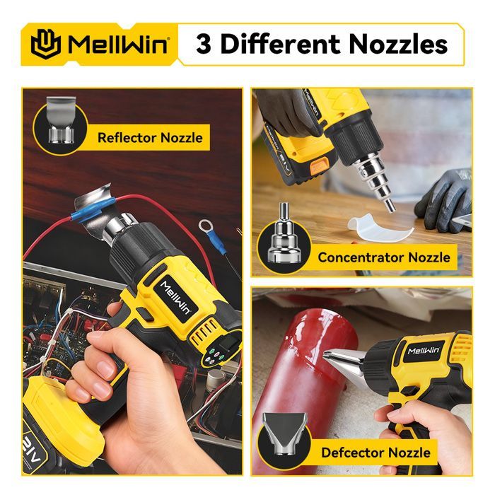 Heat gun - MELLWIN - MellWin - 4000mAh battery - 60–540°C - 4 speeds, LED display