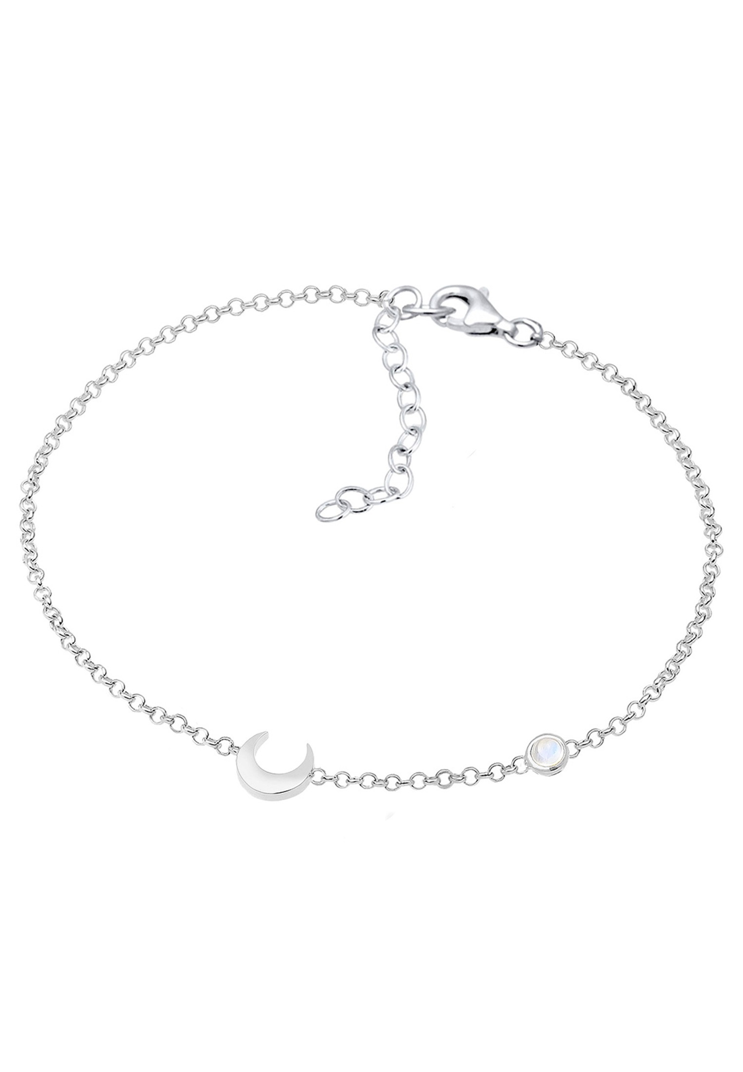 Elli Femmes Demi-lune Étoile Filigrane avec Pierre de Lune en Argent Sterling 925 Plaqué Or