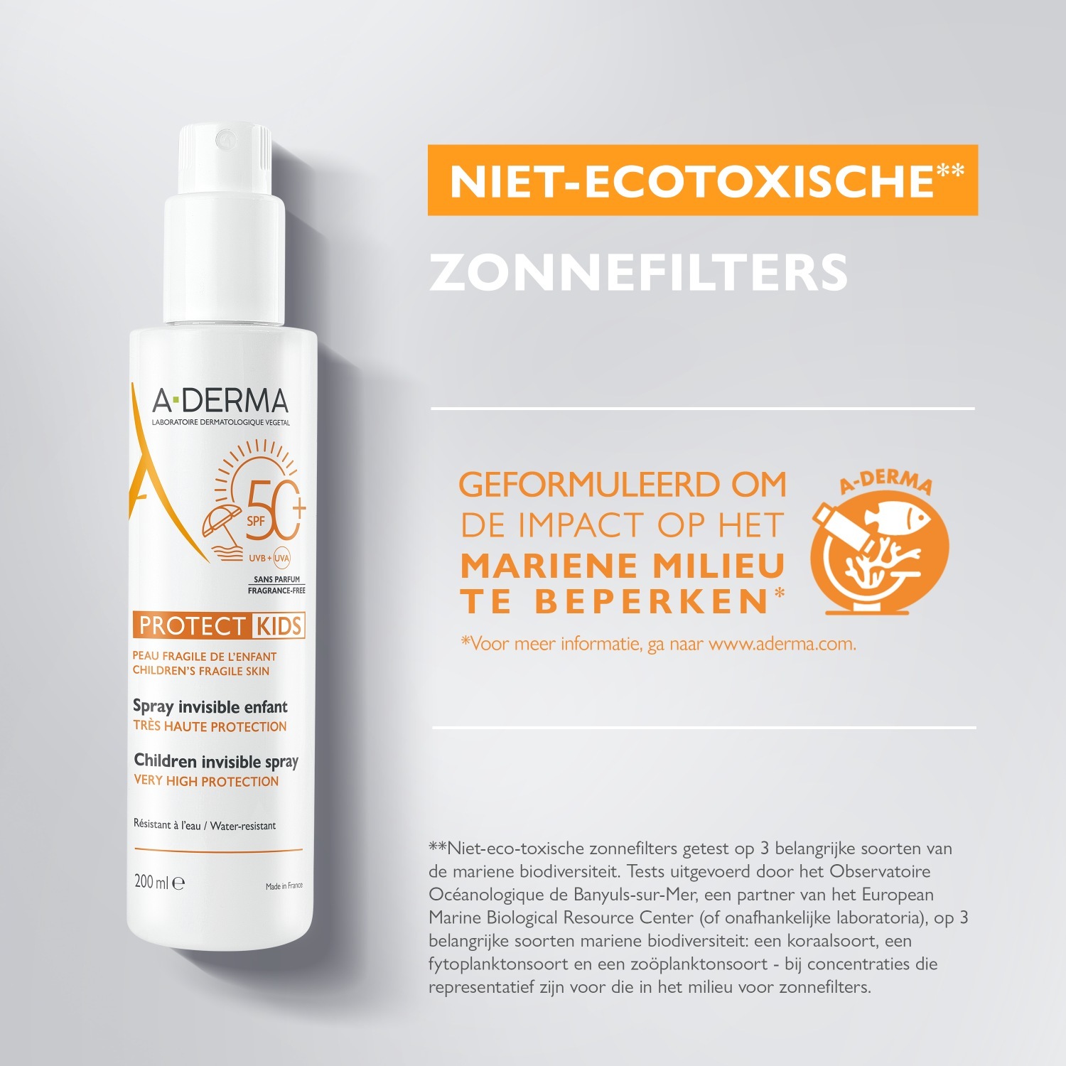 A-DERMA krema za sunčanje za djecu Protect KIDS dječji nevidljivi sprej SPF 50+ - 200 ml