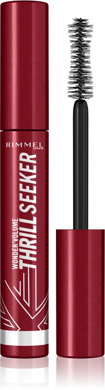 „Rimmel WonderVolume Thrill Seeker“ blakstienų tušas, kuris riesti ir suteikia blakstienų apimties.