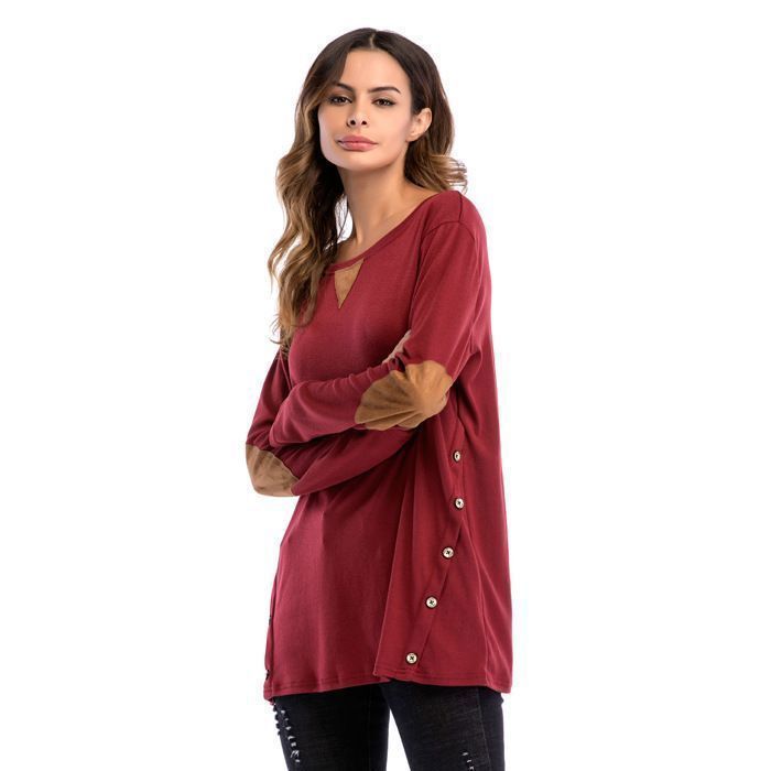 Pull Sweat-shirt Femme Grande Taille - INSFITY - Rouge - Col Rond - Automne