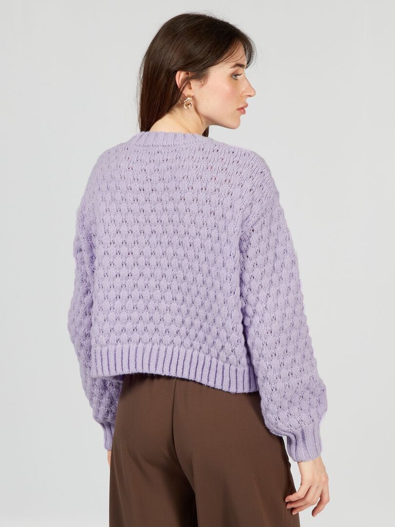 Sweter dzianinowy - liliowy