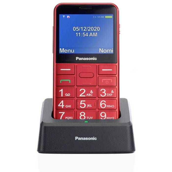 Teléfono móvil Panasonic KX-TU155 para personas mayores, rojo.