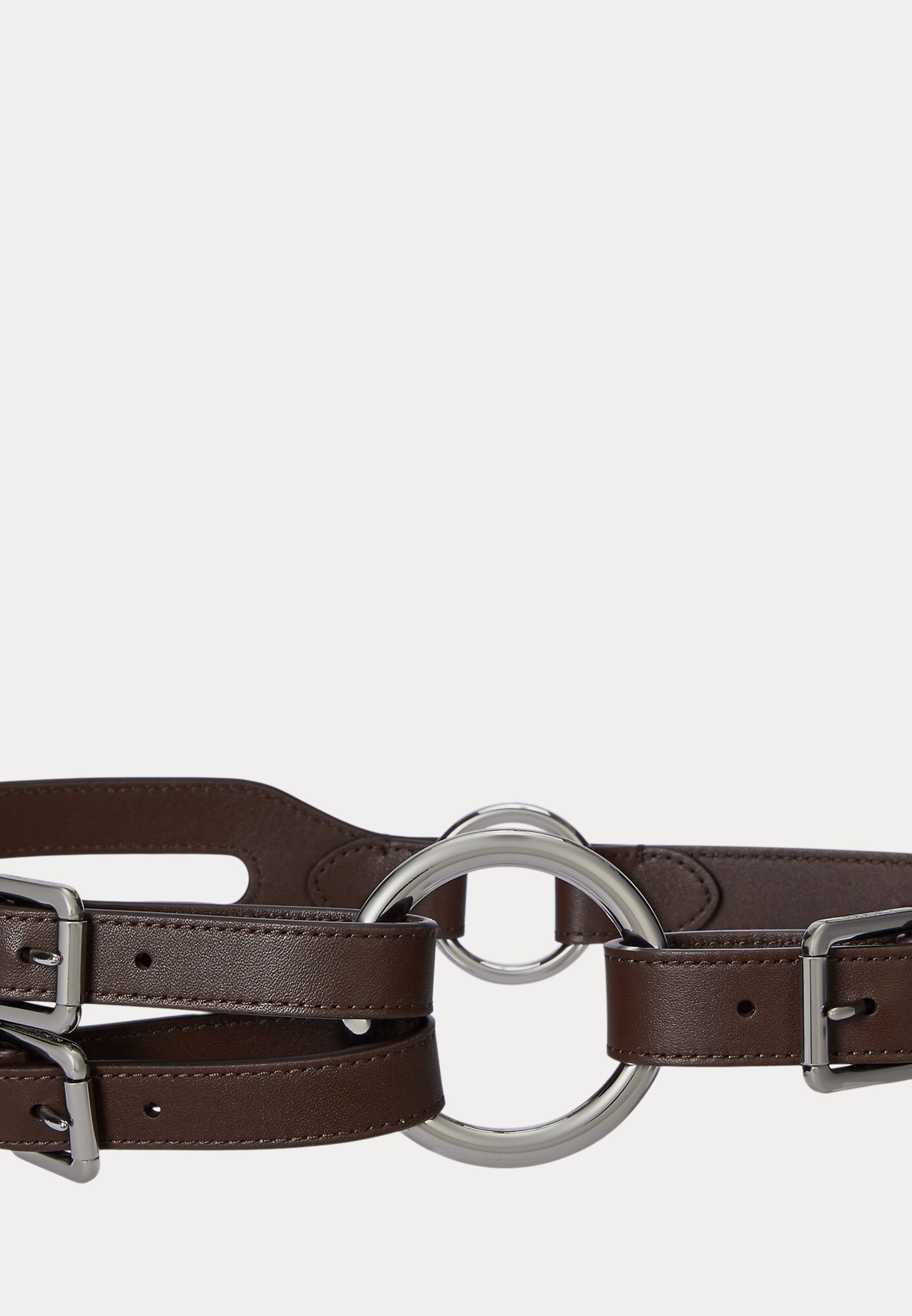 Ceinture en cuir Lauren Ralph Lauren à trois sangles et anneaux - Ceinture de taille - hickory foncé
