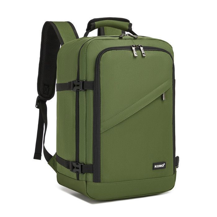Kono Resväska 40x20x25cm Ryanair Ryggsäck 20L Handbagage för Flygresor Under Sätet för Damer och Män, Grön