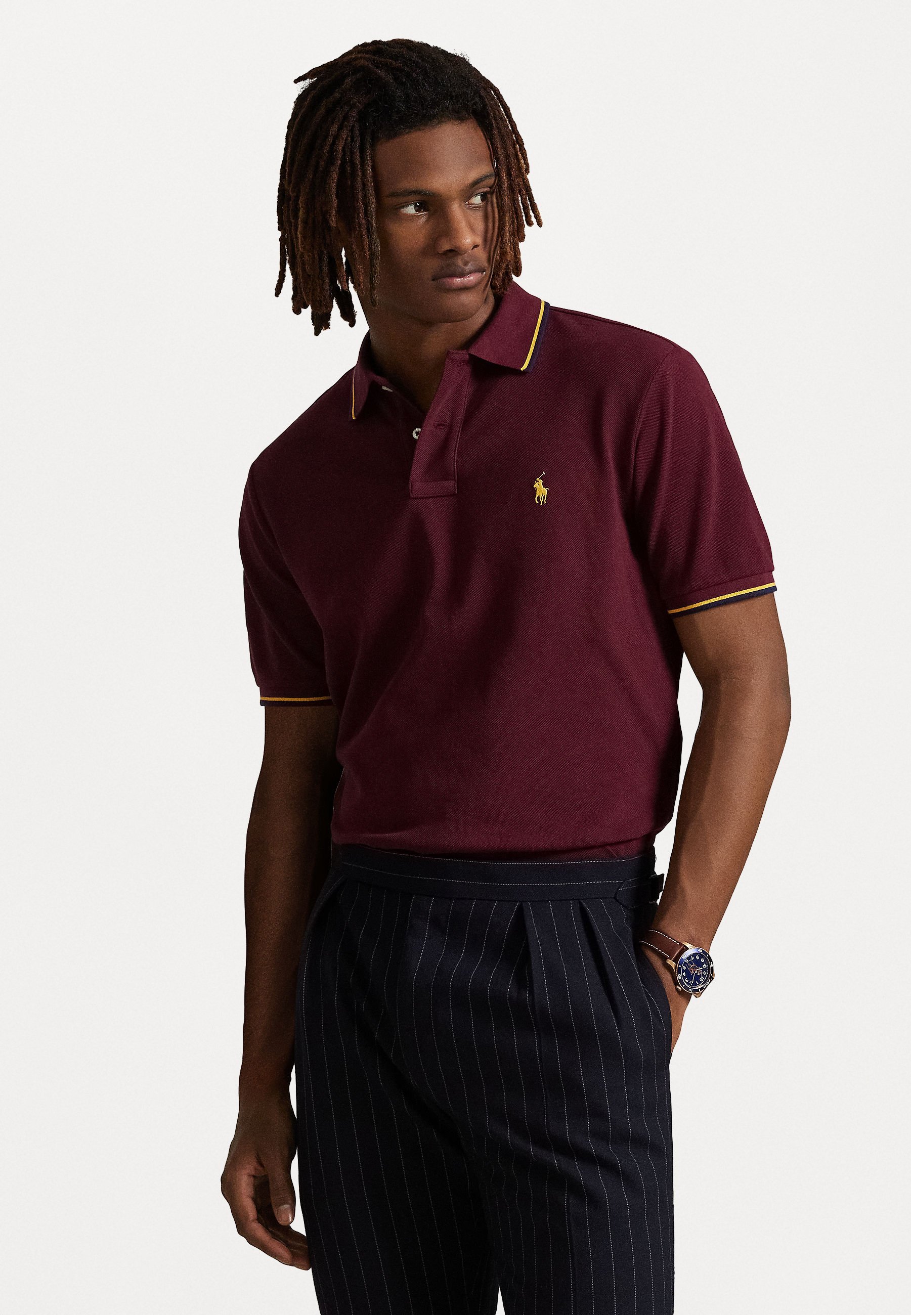 Polo Ralph Lauren CUSTOM SLIM FIT MESH SHIRT - Polo - bordeaux classique