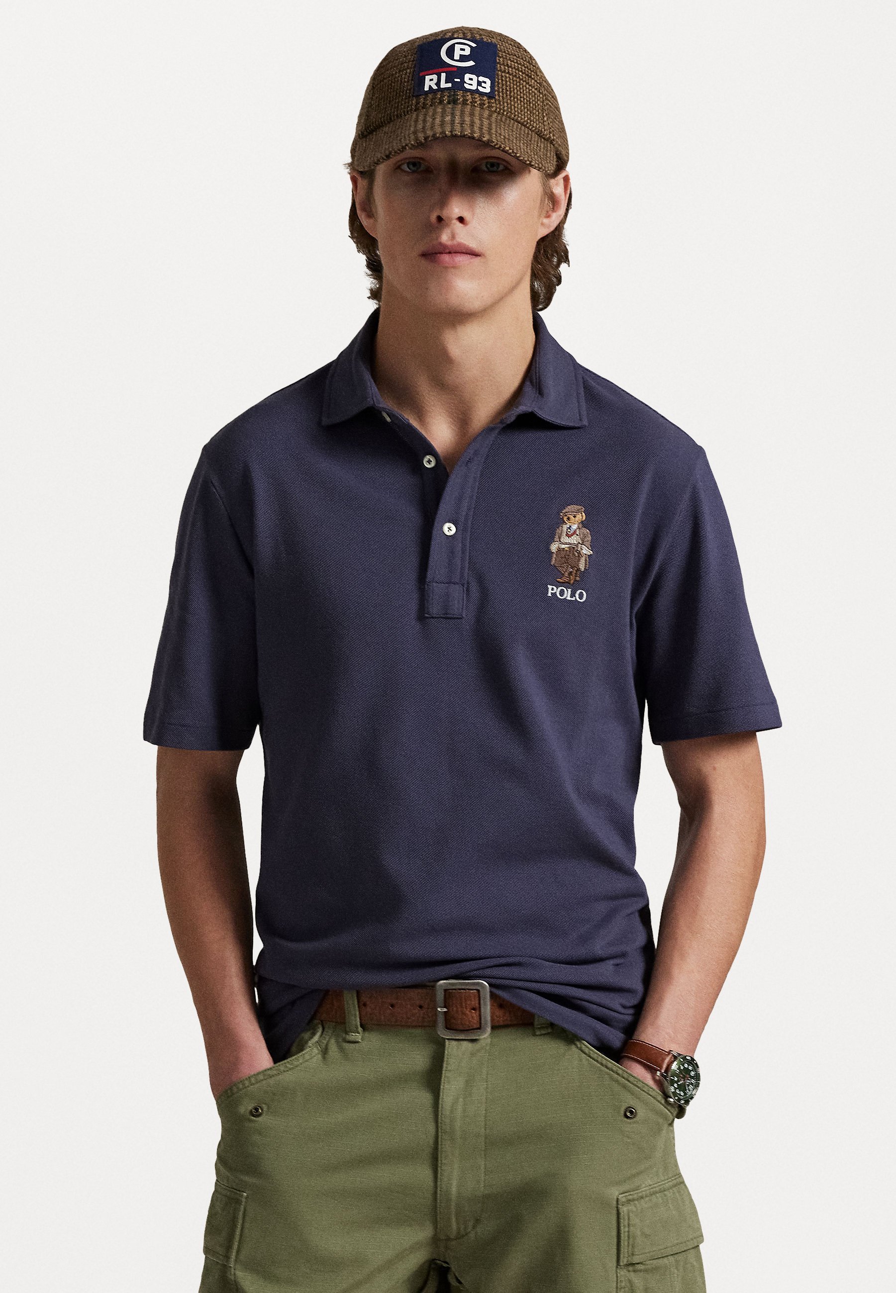Polo Ralph Lauren CUSTOM SLIM POLO BEAR MESH POLO SHIRT - Polo shirt - orso blu sbiadito