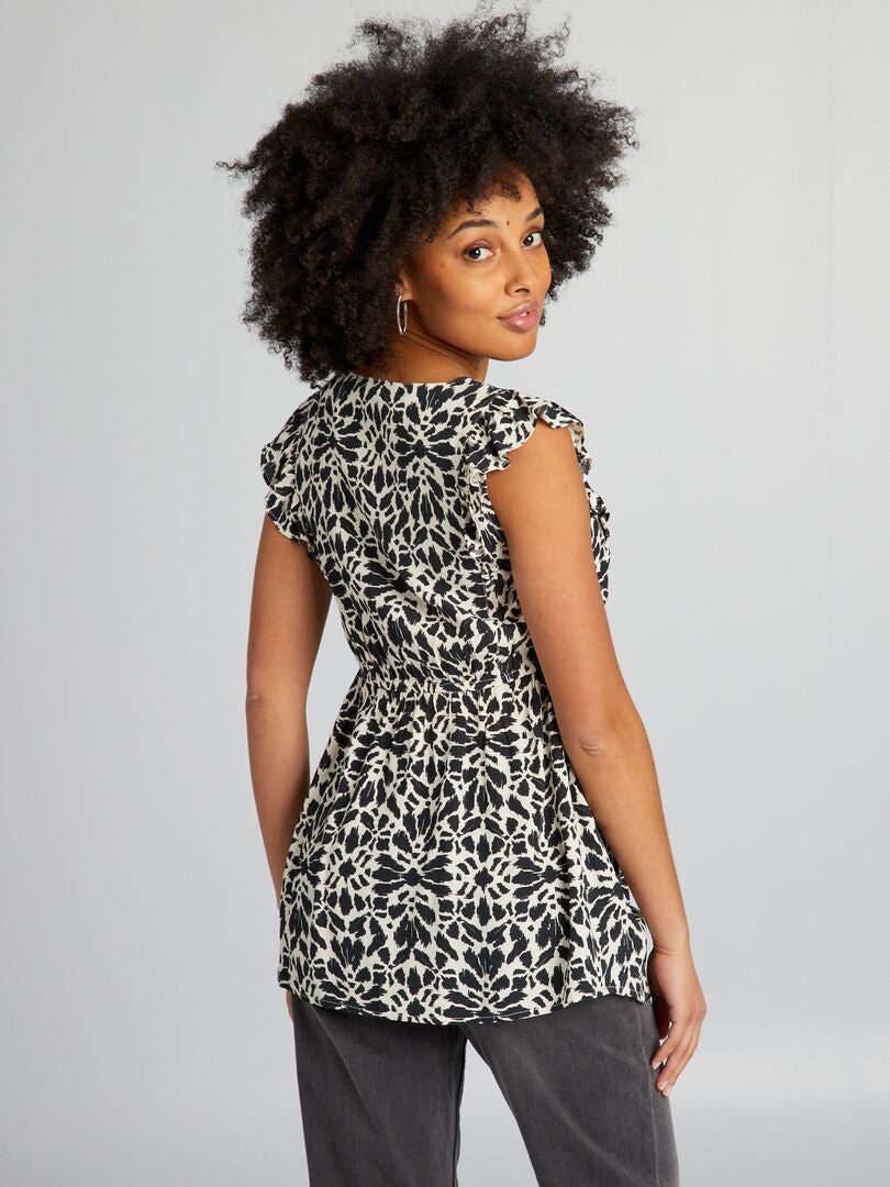 Blusa premamá con volantes - NEGRA