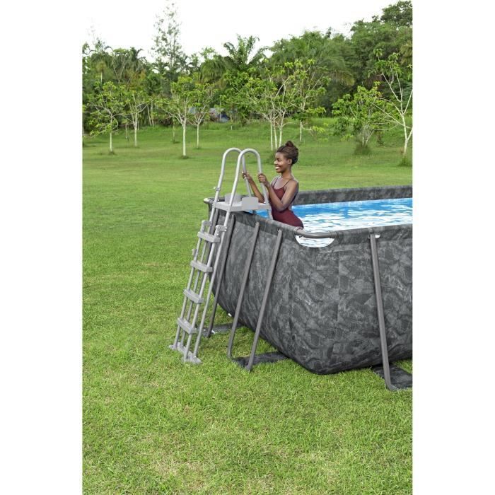 Kit de piscina tubular elevada BESTWAY - APX 365 - 549 x 274 x 132 cm - Rectangular (Filtro de arena, 250 g de poliesferas, escalera, cubierta para piscina)
