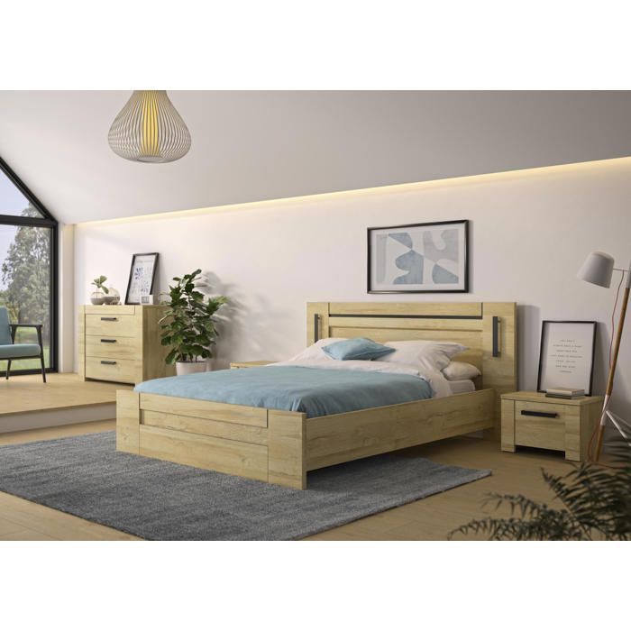 Cómoda de 3 cajones - GAMI - SOFIA - Lacada - Madera - Marrón claro