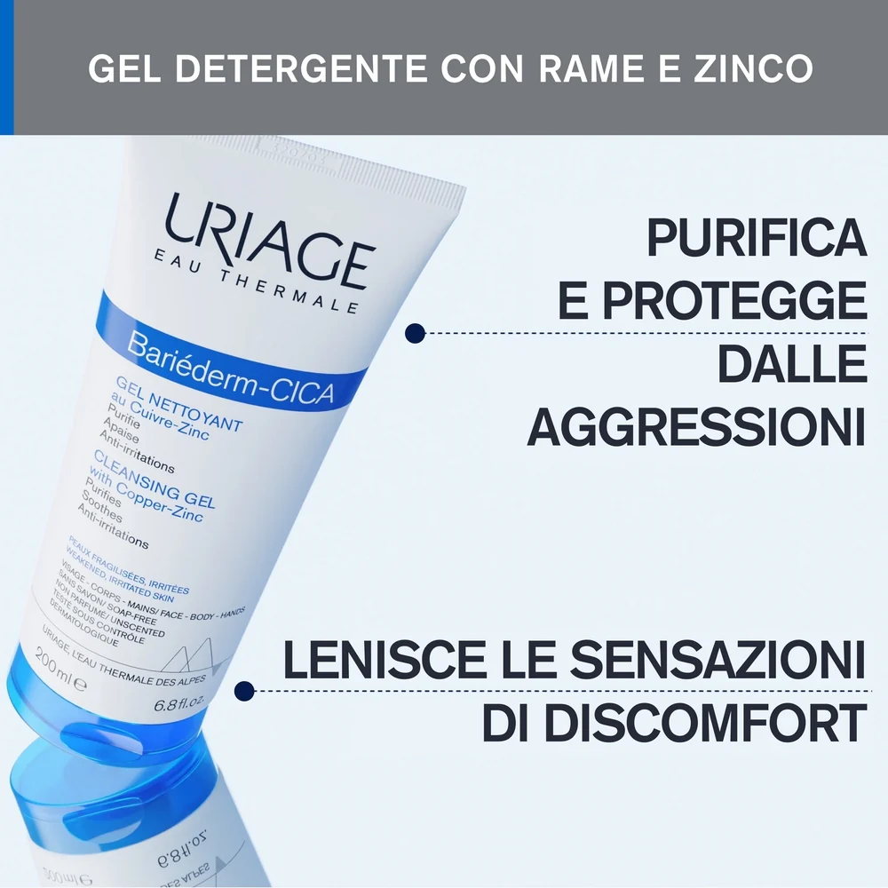 BARIÉDERM-CICA Gel Detergente Viso e Corpo - Bagno e Doccia, Gel detergente viso