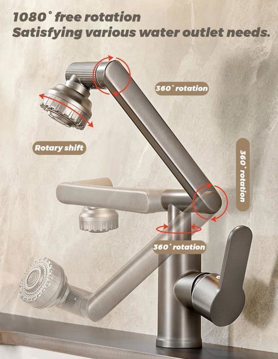 Kitchen faucet - Tall - Flexible - Stainless steel - Pull-out spray - 2 modes