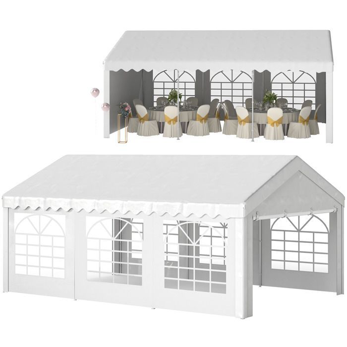 Outsunny - Carpa para fiestas - PE, acero galvanizado - 600x400x280cm - Blanca
