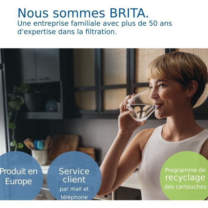 BRITA glazen waterfilterkan - Model One Blauw - 2,5 liter inhoud (1,5 liter gefilterd water) - Inclusief 1 Maxtra Pro All-in-1 filterpatroon