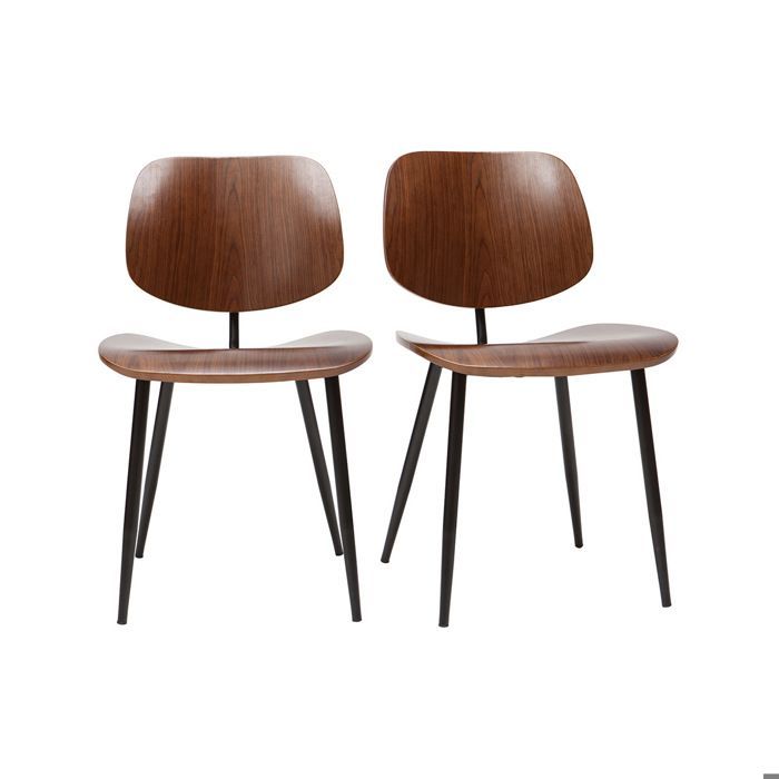 Miliboo - Sedie TOBIAS in legno di noce scuro e metallo nero (set da 2)