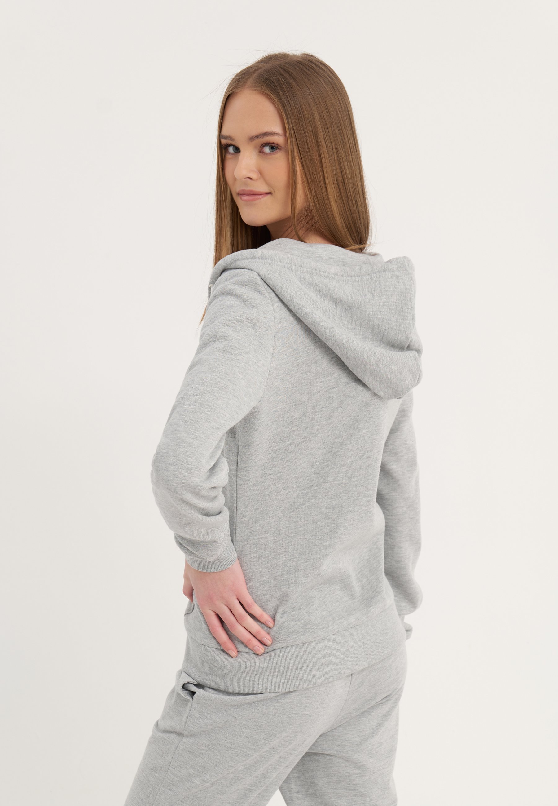 Felpa con zip Even&Odd - grigio chiaro screziato