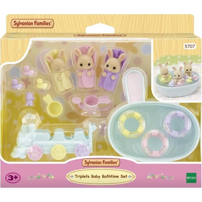 Miniaturfiguren – SYLVANIAN FAMILIES – 5707 – Cremefarbene Kaninchen-Drillinge und Badezimmeraccessoires