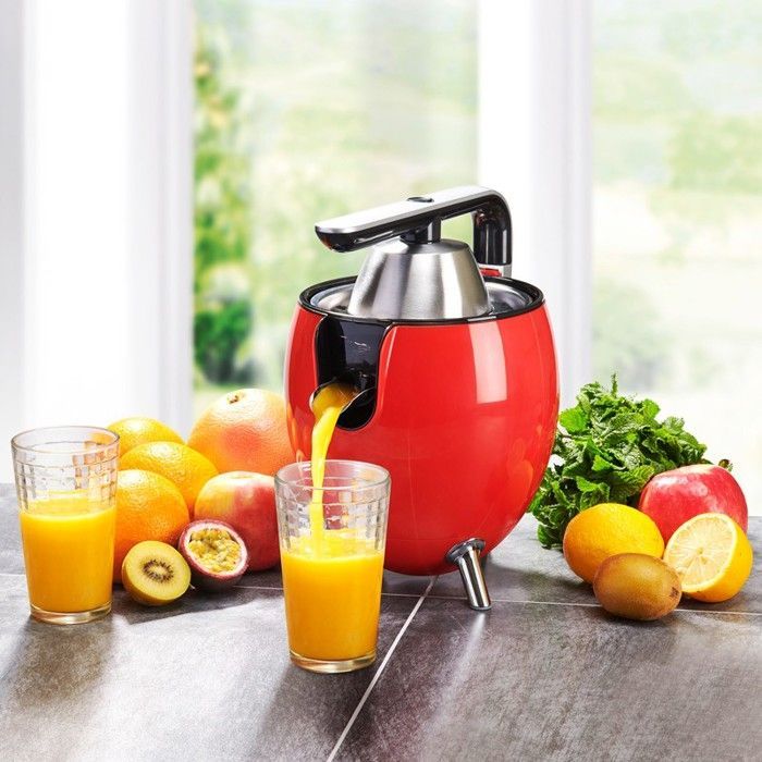 Kitchencook - Elektrische citruspers van 550 ml - 2 perskegels - Scharnierende arm - Schenktuit - Roestvrijstalen filter