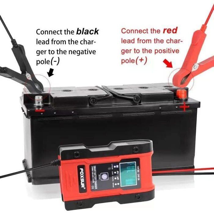 12V-24V 6A/3A Automatische slimme auto-acculader voor motoren en auto's - Langzaam opladen, betrouwbaar starten - Label