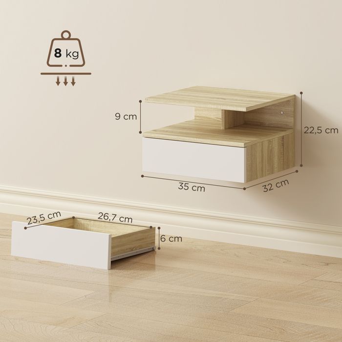HOMCOM - Tables de chevet - Panneaux de particules - 35x32x22.5cm - Blanc