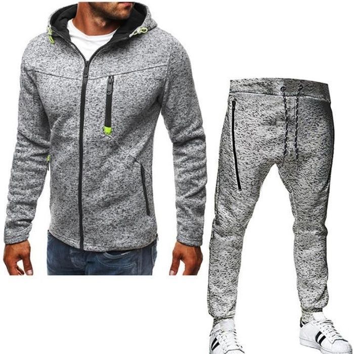 Men's 2-Piece Hooded Tracksuit, Grey - Multisport - Long Sleeves