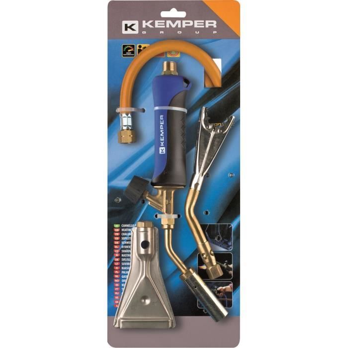 KEMPER Multipurpose Gas Torch Welding Kit - 3 Nozzles - 1.50m Gas Hose - 1850°C Flame