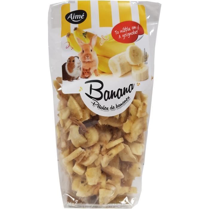 AIME Friandises Snack pétales de bananes - Pour lapins et rongeurs - 90 g