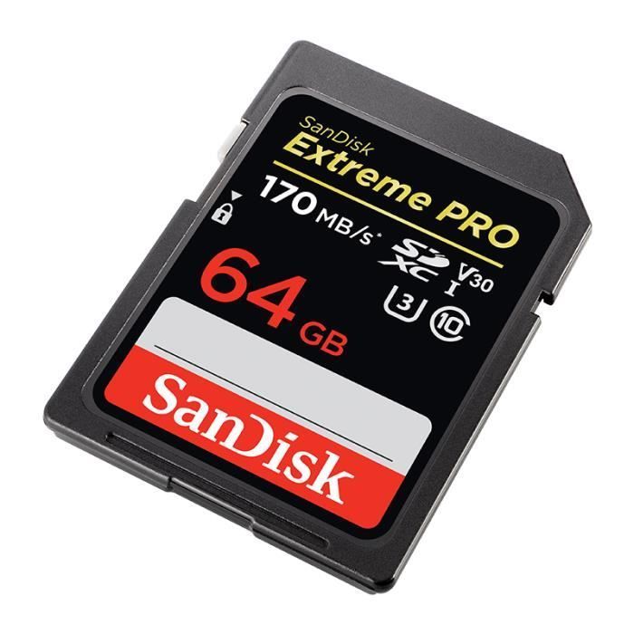 SanDisk Extreme Pro SDHC SDXC UHS-I Class 10 170MB SD Card - 64GB Memory Card