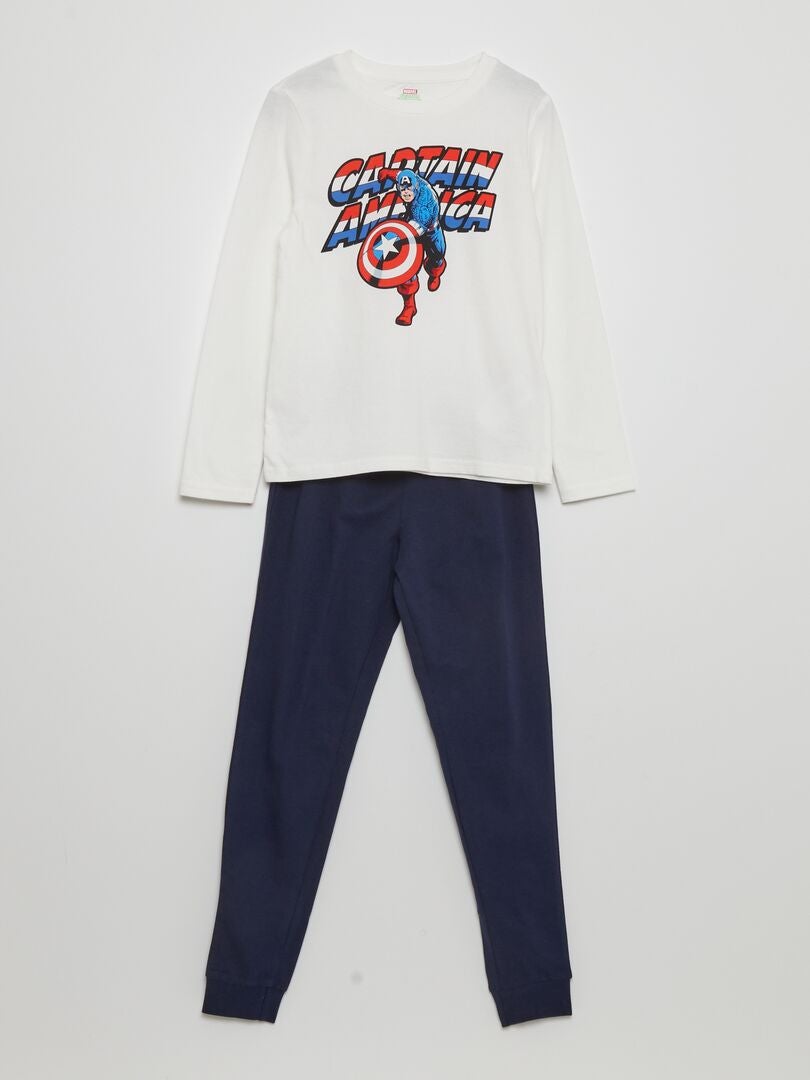 Conjunto de pijama de 2 piezas de Capitán América 'Marvel' - BLANCO