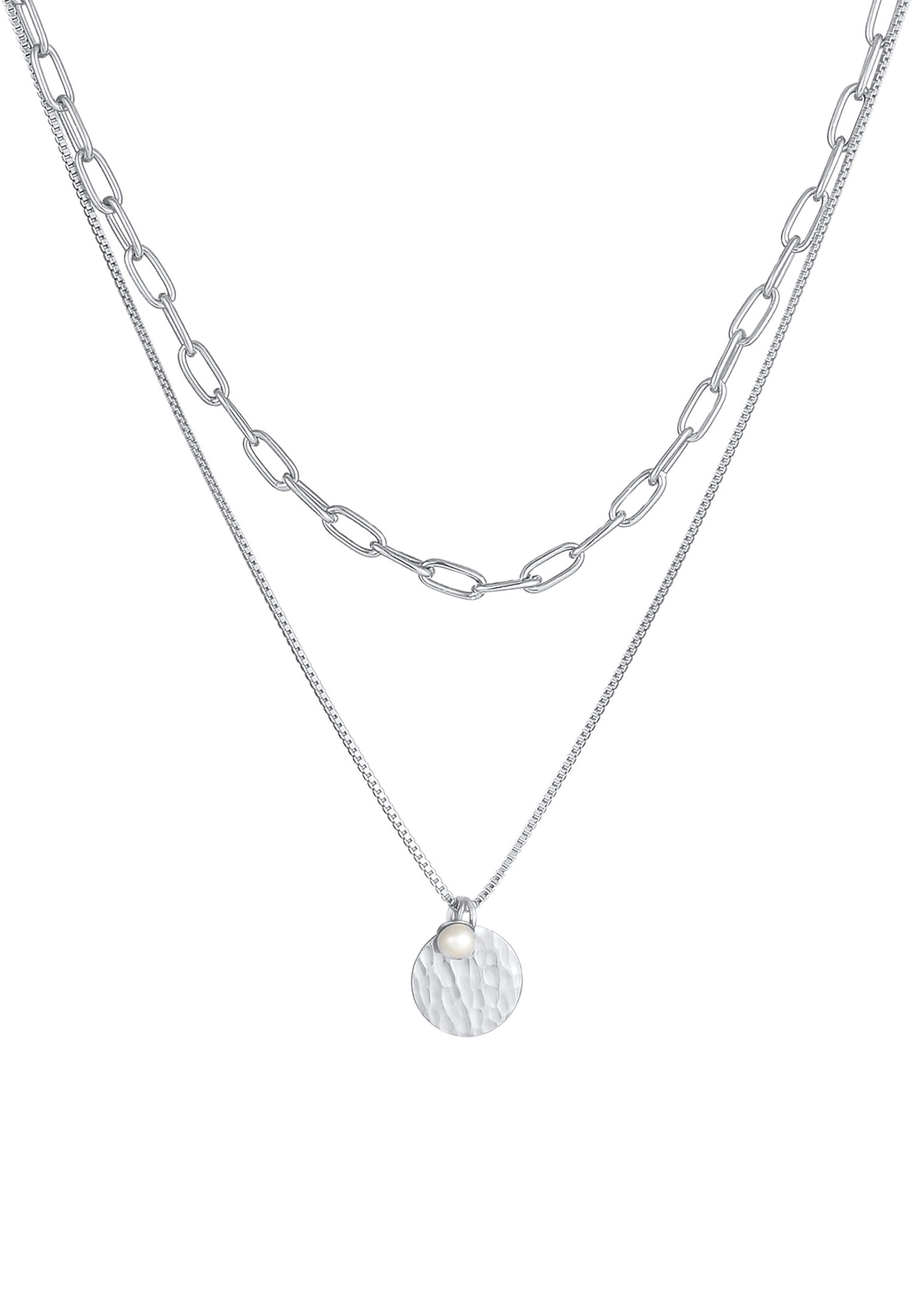 Elli PREMIUM Pendentif plaque de couche pour dames Chaîne de Figaro en argent 925