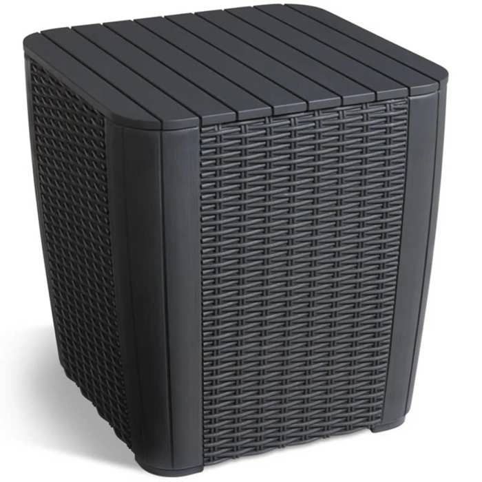 Keter Table d'appoint de jardin Luzon Osier rond Graphite 420013