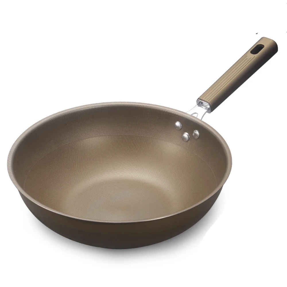 Wok en acier inoxydable titane, poêle antiadhésive sans revêtement, compatible avec les plaques à induction et à gaz.
