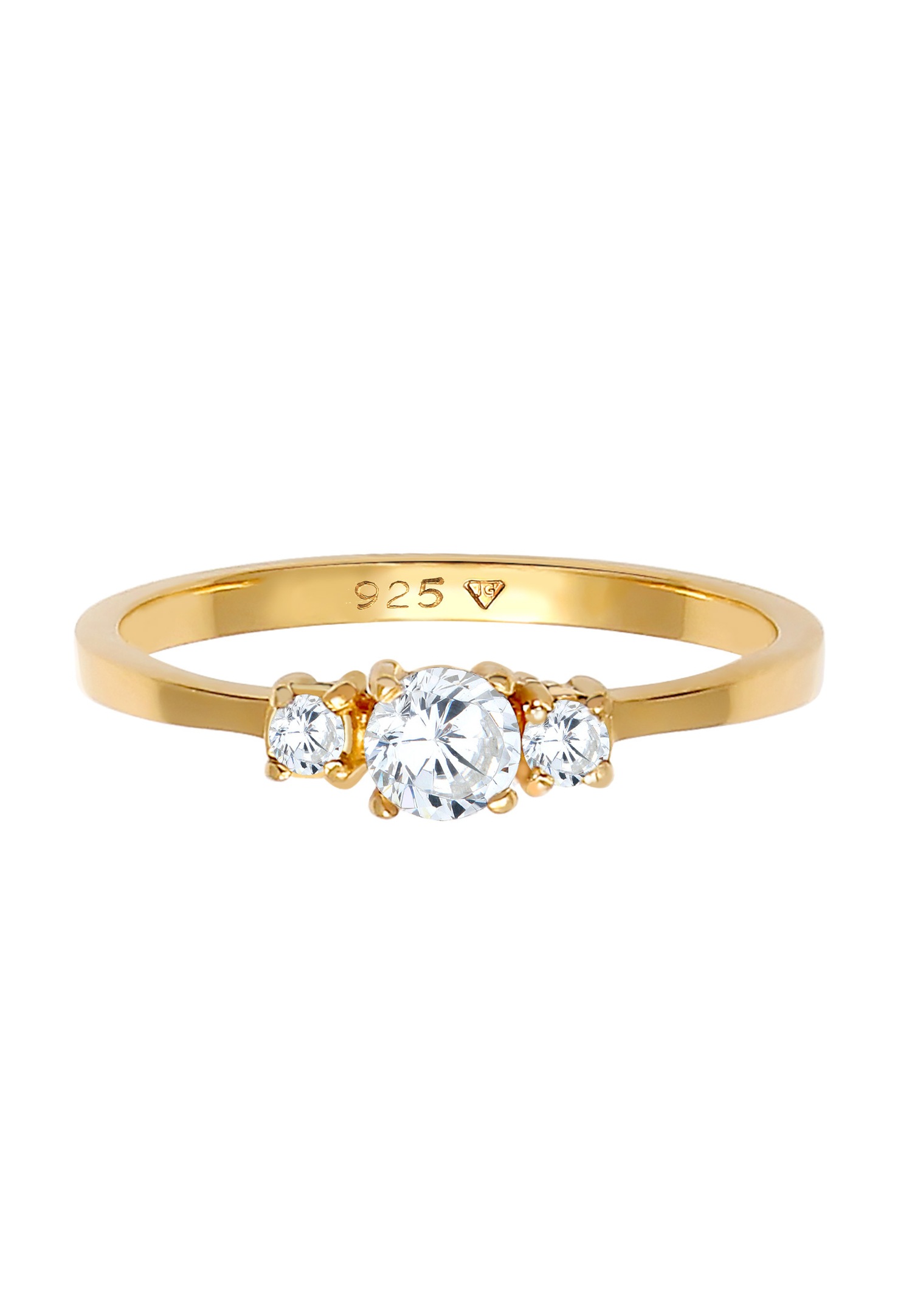 Elli Anneau d'enclenchement Engagement Cristaux de Zircone 925 Argent