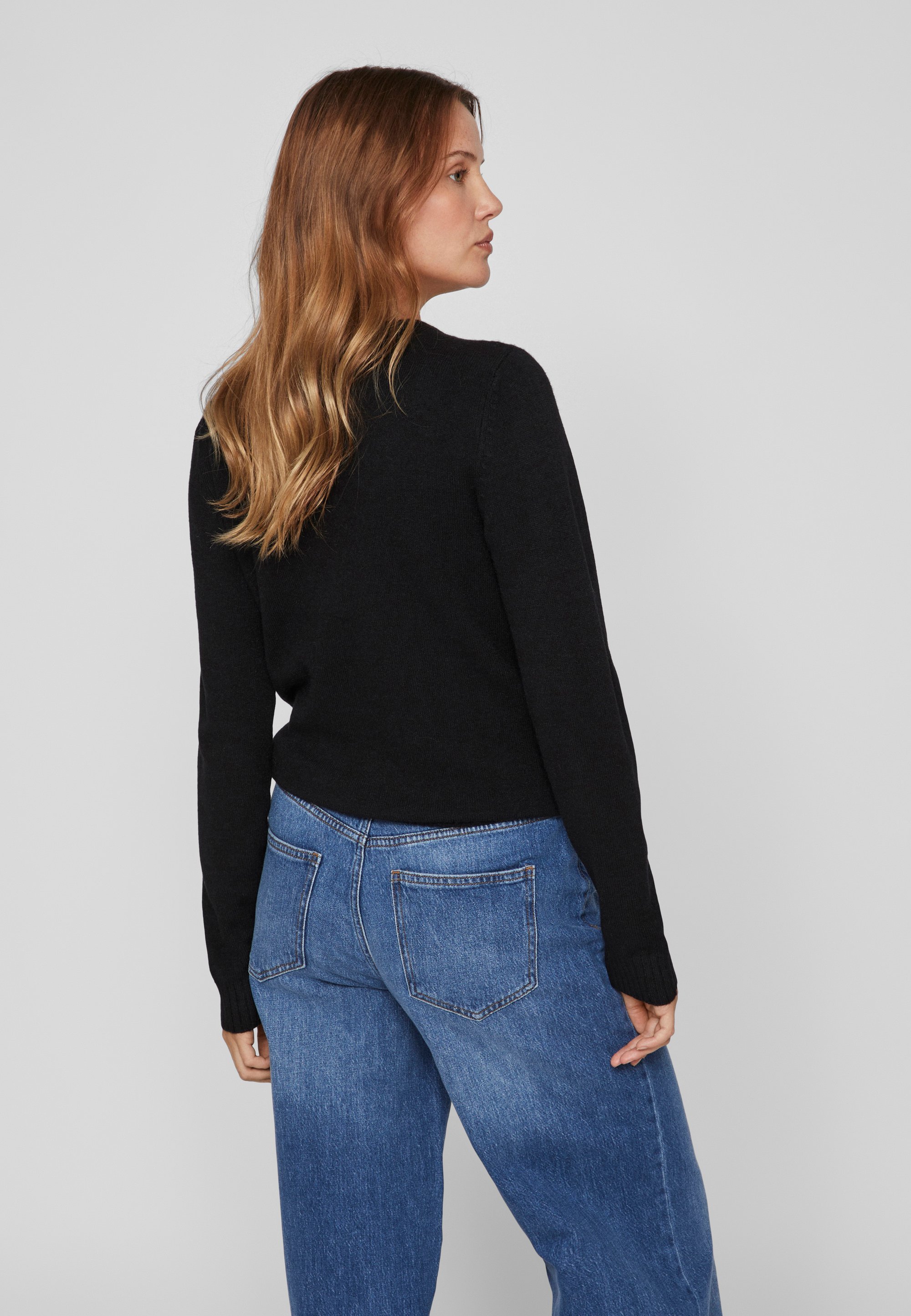 Pull VILA VIRIL à manches longues et col V - Noir