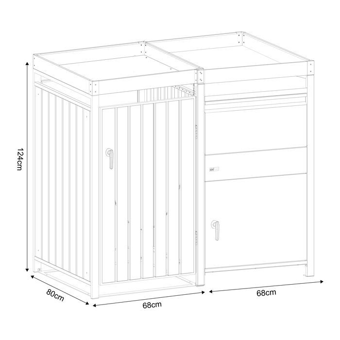 Caseta para contenedores AXI Leon con buzón Louis, antracita – 1 contenedor – Máx. 240 L – Refugio para contenedores de exterior con excelente