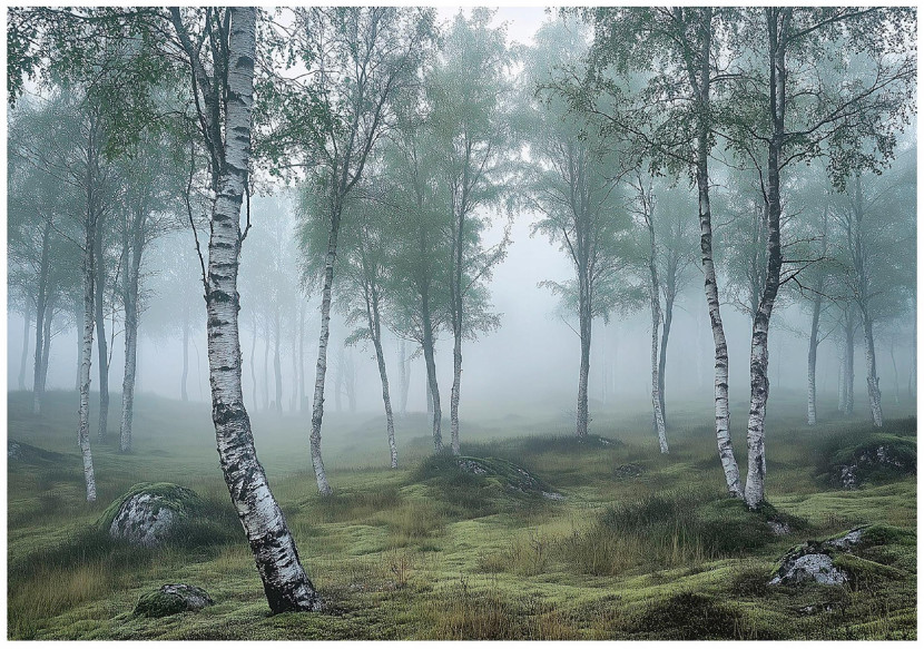 Fototapeta las brzozowy 3d natura mgła na ścianę sypialnia salon 250x175