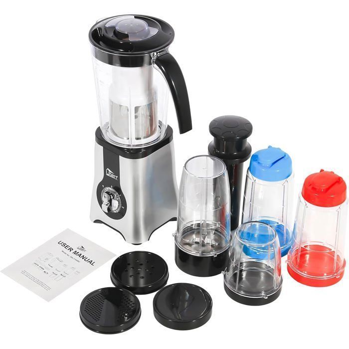 UTEN Smoothie Blender 1.25L, Blender Mixer - 380W - 3 Speeds - 2 in 1 - With Stainless Steel Blades